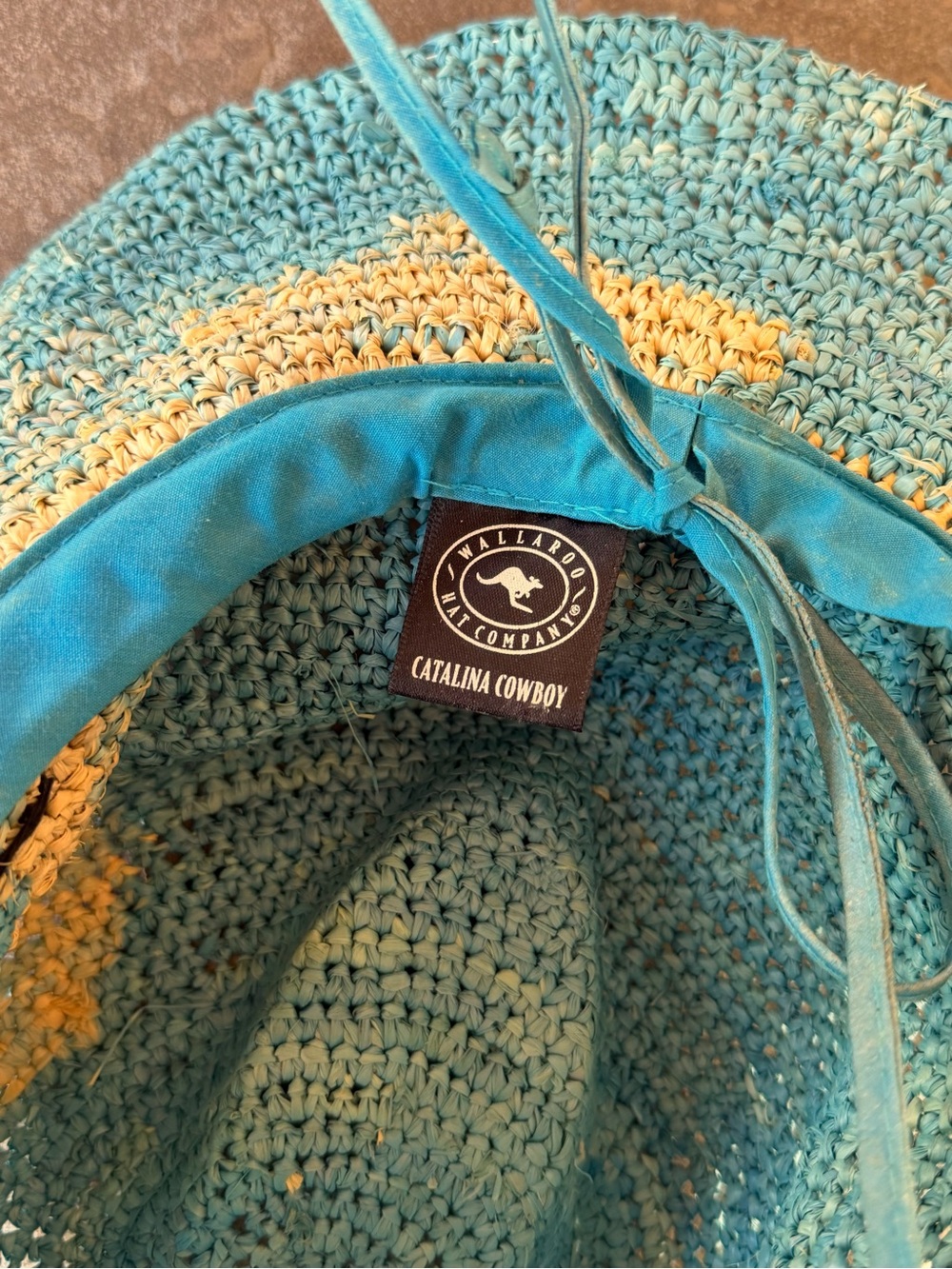 WALLAROO Handwoven Teal Straw Sun Hat with Beaded Trim - Picture 9 of 13
